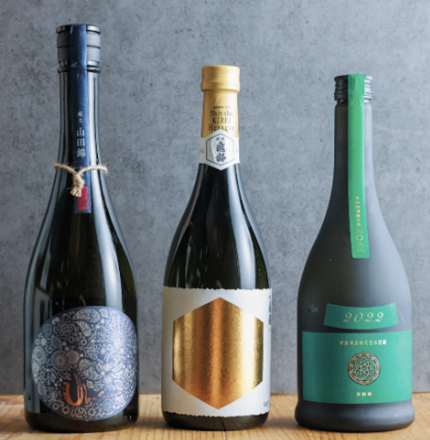 A selection of Japanese sake bottles